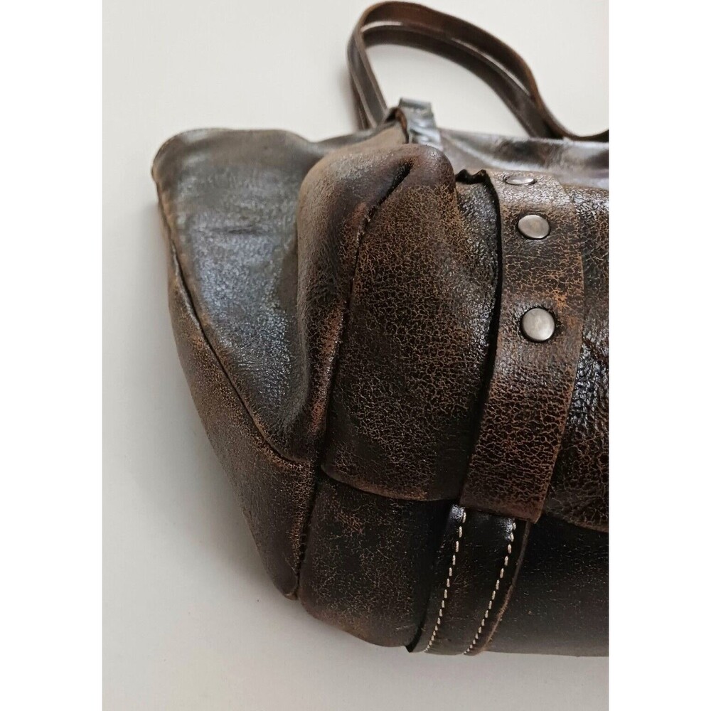 Patricia Nash Benvenuto Bark Brown Distressed Italian Leather Lg Tote Studs - Picture 7 of 11